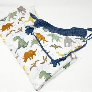 Little Unicorn Baby Blanket Bib Set Of 2 Gauzy Muslin‎ Cotton Dinosaur Print